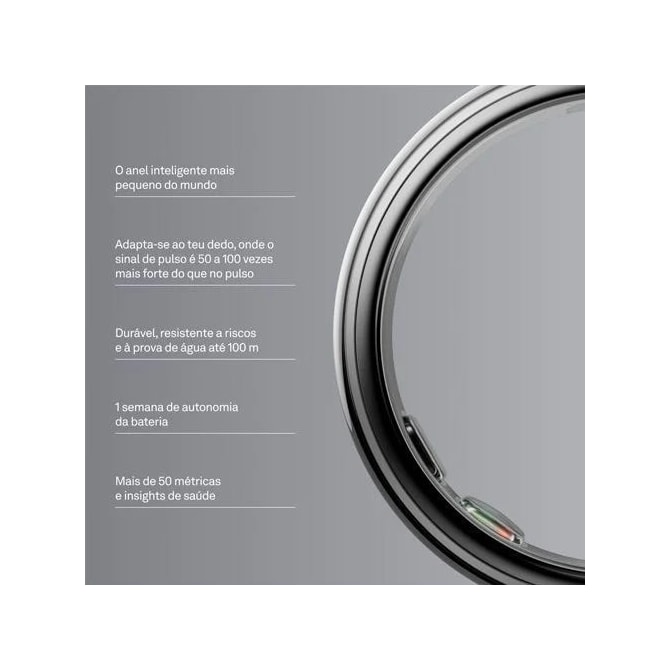 Anel Inteligente Smart Oura Ring 5 Bluetooth Tamanho 8 - Brushed Silver-6687f3e2-2fc4-432d-9c2f-a4b5945e6a1d