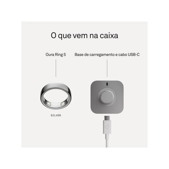 Anel Inteligente Smart Oura Ring 5 Bluetooth Tamanho 8 - Brushed Silver-9751542d-31b7-47cc-bf91-f97b703f0f47