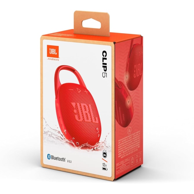 Caixa de som Bluetooth JBL Clip 5 Vermelha Original-60ba7812-40a8-4517-8d6a-a944a60994c4