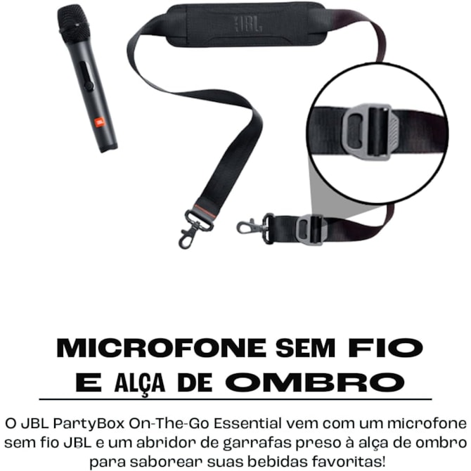Caixa de Som JBL Partybox On The Go Essential com Microfone Sem Fio - Preta-0d6a96e3-0a06-4d57-9bd4-6310e027422f