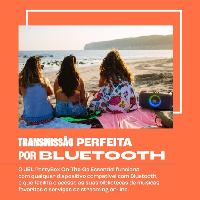 Caixa de Som JBL Partybox On The Go Essential com Microfone Sem Fio - Preta-40fc4230-8662-4e6f-8e65-b54a619db070