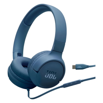 Fone de Ouvido JBL Tune 520C USB-C com Fio Microfone Embutido - Azul