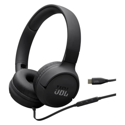 Fone de Ouvido JBL Tune 520C USB-C com Fio Microfone Embutido - Preto