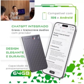 Gravador de voz Plaud note NB-100 64GB com ChatGPT - Preto