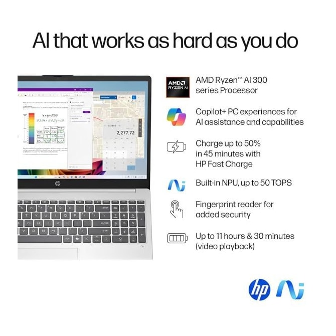 Notebook HP Omnibook 3 15 AMD Ryzen AI 5 330 16GB 512GB SSD 15.6 FHD Touch 15-FN0105DX - Prata Glacial-9f34f3c4-903e-45ec-b93a-009adeb8de6d