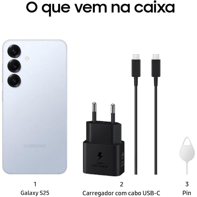 Smartphone Samsung Galaxy S25 5G SM-S931B / 256GB / 12GB RAM Tela 6.2 Dynamic AMOLED Cam 50+10+12MP - Azul-c7cc6b91-1b73-4333-8b9e-06e828ea3b0a