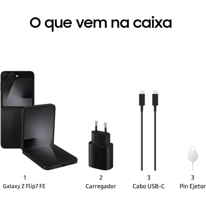 Smartphone Samsung Galaxy Z Flip 7 FE 5G 256GB 8RAM NFC Dual SIM - Preto-12664c85-943e-4276-b4fd-173dd2b1bf09