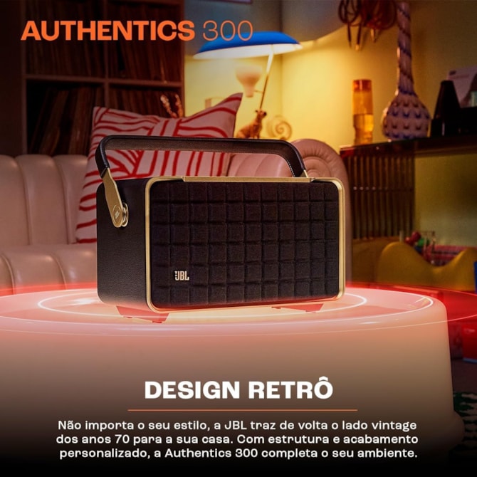 Speaker JBL Authentics 300 - Aux/USB Tipo C - Bluetooth - 100W - Preto-88449853-6a1f-489e-a6de-f59a381ef1b3