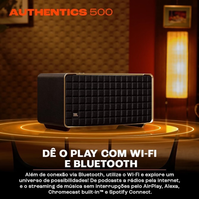 Speaker JBL Authentics 500 - Aux/USB Tipo C - Wi-Fi - Bluetooth - 270W - Preto-3efe1935-6770-4cf4-9dba-17897cce0b82
