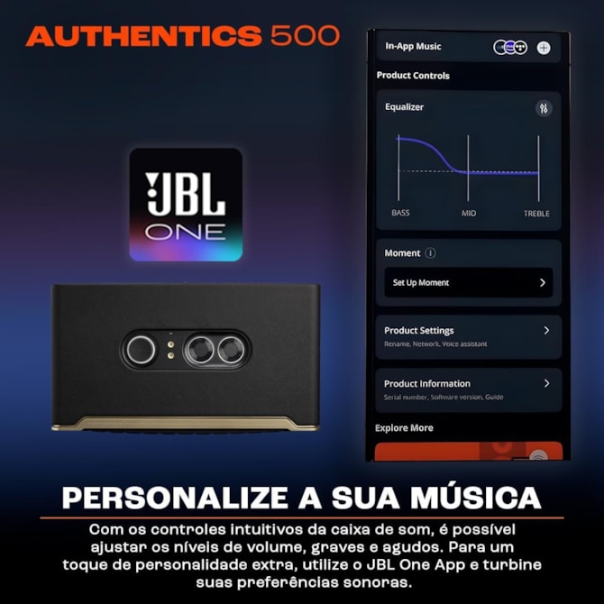Speaker JBL Authentics 500 - Aux/USB Tipo C - Wi-Fi - Bluetooth - 270W - Preto-04d54620-c1a6-494a-99b4-e0b977863c9e